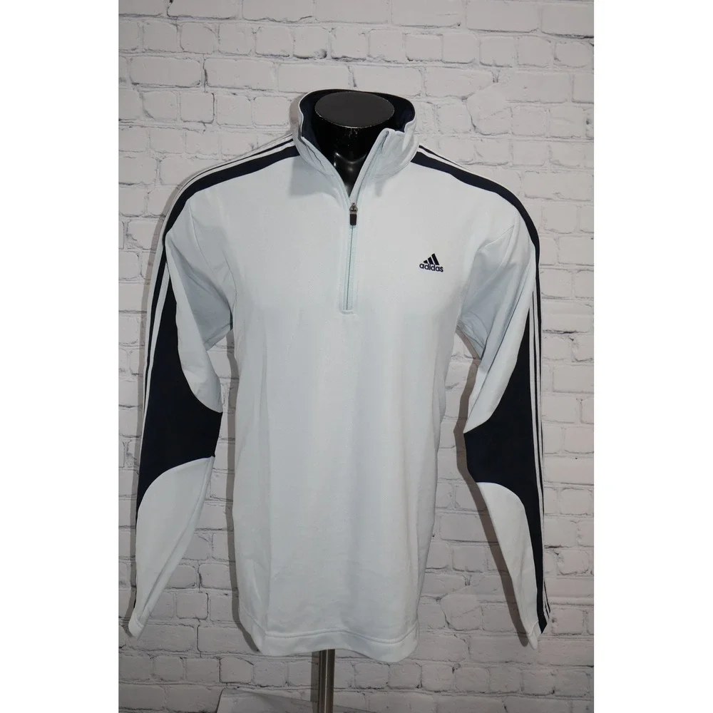 Adidas 1/4 Zip Pullover Mens Large Light Blue Clima365 Golf Gym Year 2007 **